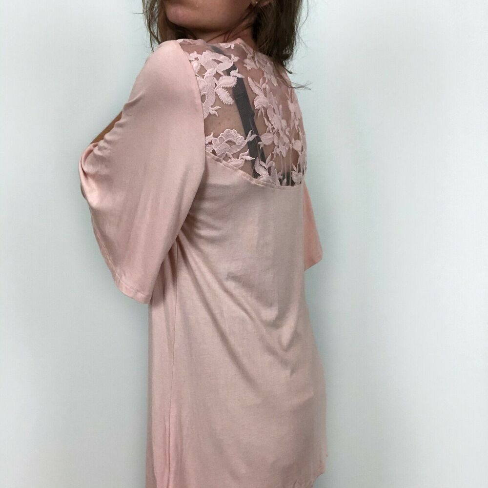 Spense Blush Pink Floral Brocade Back Short Sleeve Top Women's Size Medium